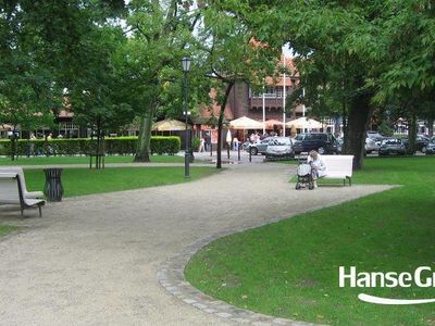 Alejki z ławkami, park przy molo w Sopocie